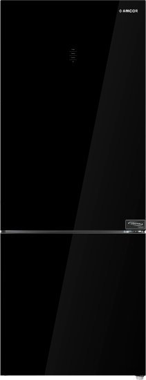 מקרר אינוורטר מקפיא תחתון 442 ליטר No Frost דגם Amcor MER500GB - זכוכית שחורה