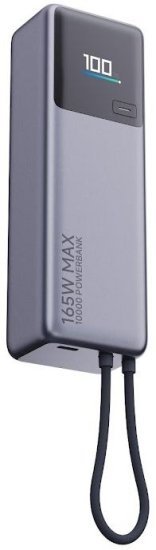 סוללת גיבוי ניידת 165W 10000mAh עם כבל מובנה מבית Xiaomi - צבע אפור - שנה אחריות יבואן רשמי על ידי המילטון