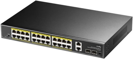 מתג +Cudy GS1026PS2 24-port Gigabit PoE עם 2 יציאות Uplink GbE ו-2 חריצי SFP