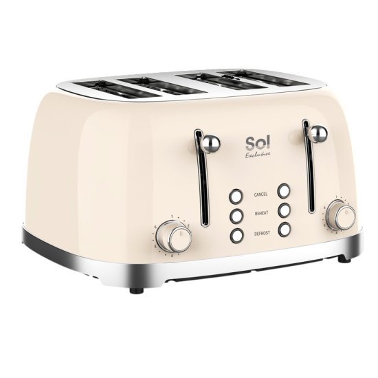 מצנם 4 פרוסות Sol Exclusive SL-7405 1500W - צבע קרם