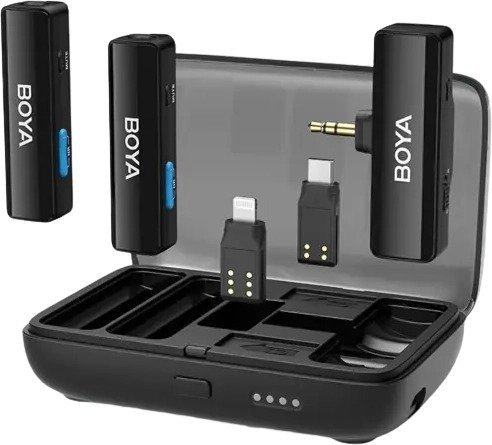 סט זוג מיקרופוני דש ומקלט אלחוטיים Boya BOYALINK V2 Multi-Compatible 2.4Ghz Dual Channel