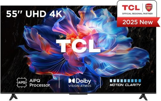 טלוויזיה חכמה 55 אינץ' TCL 4K Direct LED Google TV 55V6C - מערכת שמע  Dolby Atmos 2.0