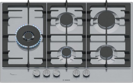 כיריים גז 5 להבות בישול 75 ס''מ Bosch Serie 6 PCS7A5I90Y FlameSelect - נירוסטה - שנה אחריות יבואן רשמי BSH