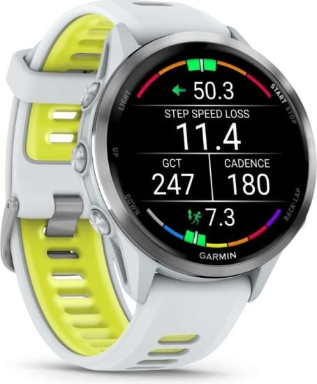 שעון חכם Garmin Forerunner 970 47mm - צבע אבן לבנה עם רצועת סיליקון בצבע אבן לבנה / צהובה - כולל ממשק מלא בעברית - שנתיים אחריות יבואן רשמי על ידי רונלייט