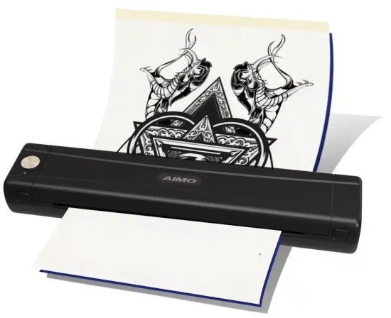 מדפסת תרמית ניידת מקצועית לקעקועים דגם M08EWS מבית Aimo - צבע שחור