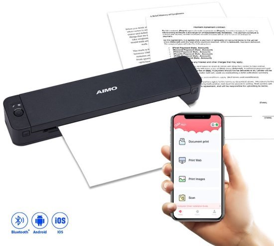מדפסת תרמית ניידת A4 דגם P832 מבית Aimo - צבע שחור