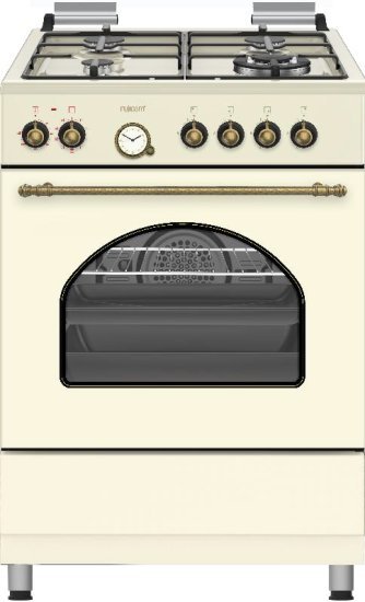 תנור משולב כיריים גז בעיצוב כפרי 60 ליטר 9 תוכניות 4 מבערים Fujicom FJ-FSRT60BG - צבע שמנת