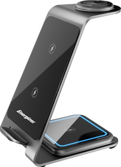 מעמד טעינה אלחוטי 3 ב-1 15W מבית Energizer - צבע שחור
