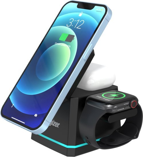 מעמד טעינה אלחוטי 3 ב-1 15W מבית Energizer - צבע שחור