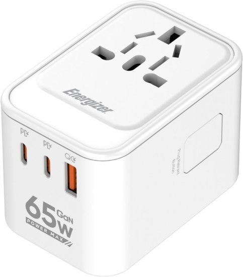 מטען נייד אוניברסלי 65W מבית Energizer  - צבע לבן