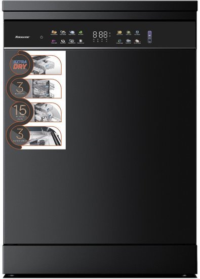 מדיח כלים עומד רחב 15 מערכות 60 ס''מ דגם Normande ND-6158B - צבע שחור