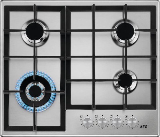 כיריים גז 4 להבות בישול 60 ס''מ AEG Step Power HGB64320SM - נירוסטה מוברשת - תוצרת איטליה