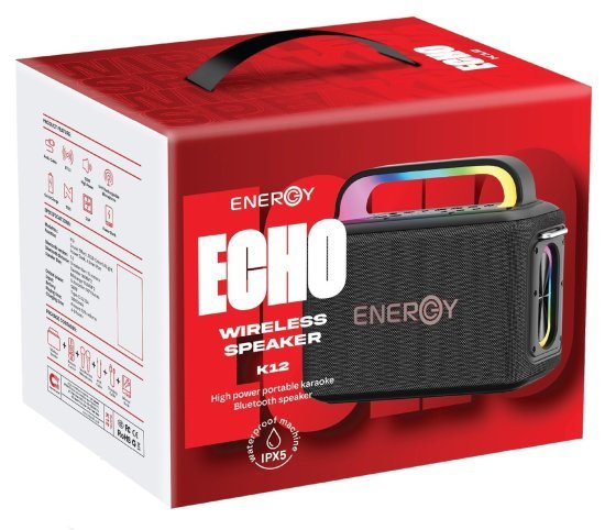 בידורית ניידת דגם ECHO K12 מבית ENERGY - צבע שחור