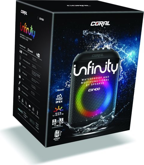 בידורית Bluetooth ניידת דגם Infinity CX400 מבית CORAL- צבע שחור
