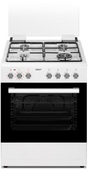 תנור משולב כיריים גז מולטיסיסטם 60 ליטר 9 תוכניות 4 מבערים Fujicom FJ-FS6365W - צבע לבן