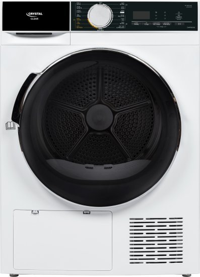 מייבש כביסה פתח חזית 8 ק''ג Crystal DHP8000 Heat Pump - צבע לבן עם דלת שחורה