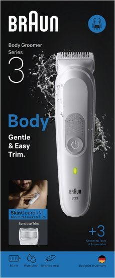 מכשיר לעיצוב שיער ואיזורים אינטימיים Braun Body Groomer Series 3 - מאושר מכון צמת