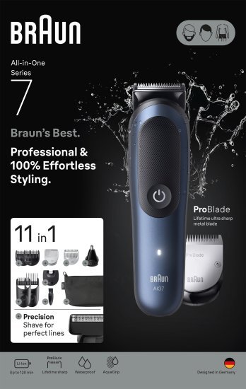 מכונת תספורת ועיצוב זקן 11 ב- 1 Braun All-In-One Style Kit Series 7 Head to Toe