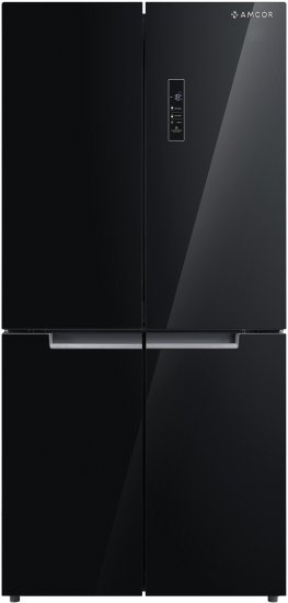 מקרר 4 דלתות מקפיא תחתון 483 ליטר Amcor No Frost MR453GB - זכוכית שחורה