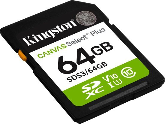 כרטיס זיכרון SDXC דגם Kingston Canvas Select Plus SDS3 / 64GB - נפח 64GB