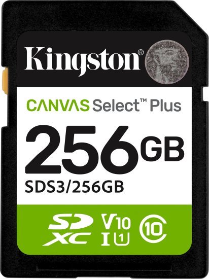 כרטיס זיכרון SDXC דגם Kingston Canvas Select Plus SDS3 / 256GB - נפח 256GB