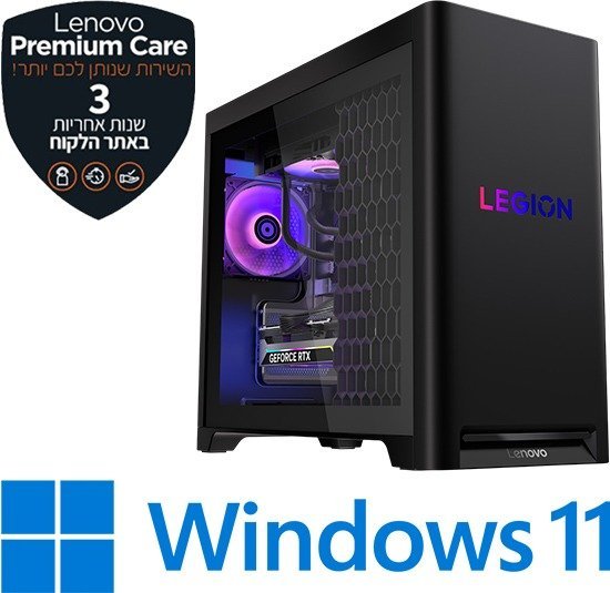מחשב מותג גיימינג Lenovo Legion T5-30IAS10 Tower  90YA005HYS - צבע Eclipse Black - שלוש שנות אחריות