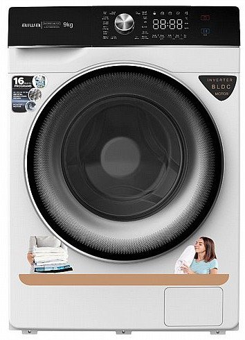 מכונת כביסה אינוורטר פתח חזית 9 ק''ג 1400 סל''ד Aiwa AI-90-F145083PIDC03 - צבע לבן