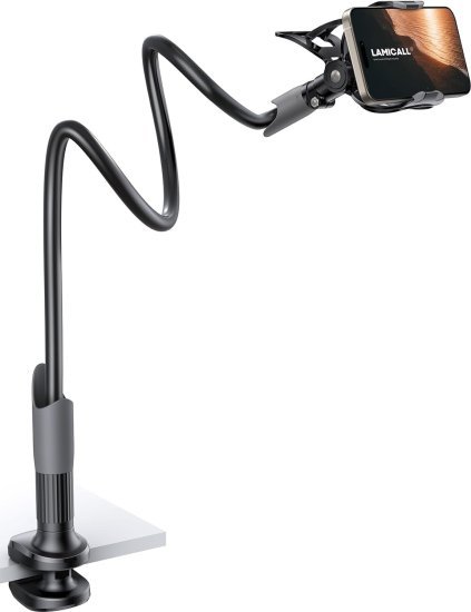 מעמד גמיש לטלפונים ניידים בגודל ''4-7  מבית Lamicall - צבע שחור