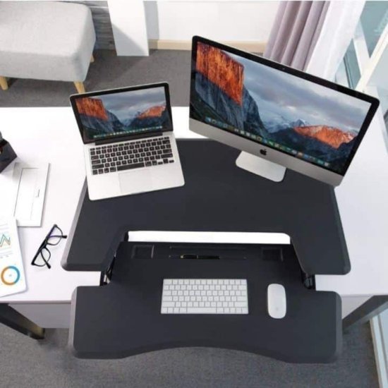 עמדת מחשב עמידה / ישיבה מתכווננת דגם UP32 מבית Casiii - צבע שחור