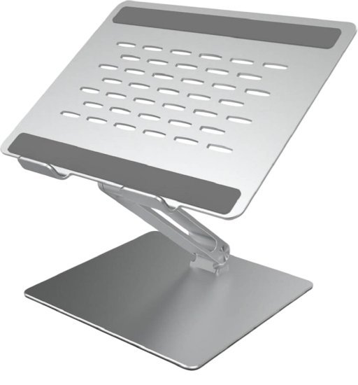 מעמד אלומיניום מתכוונן למחשב נייד וטאבלט דגם S65 מבית Ergotop - צבע כסוף