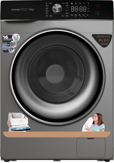 מכונת כביסה אינוורטר פתח חזית 10 ק''ג 1400 סל''ד Aiwa AI-100-F145083PIDC03 - צבע כסוף