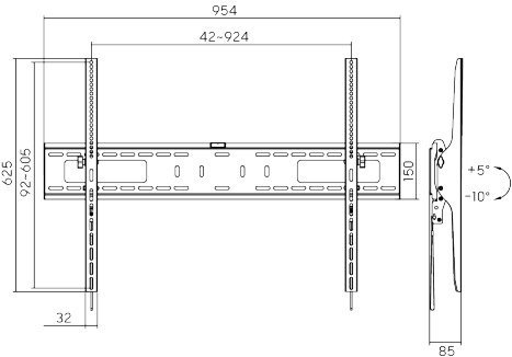 מתקן תלייה צמוד קיר עם הטייה למסכים עד ''100 דגם PRO900T מבית EAZO