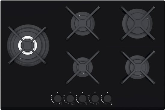 כיריים גז 5 להבות 75 ס''מ Normande ND-8051G - זכוכית שחורה