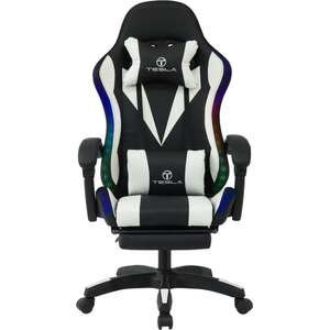 כיסא גיימינג Tesla 7031 LED לבן