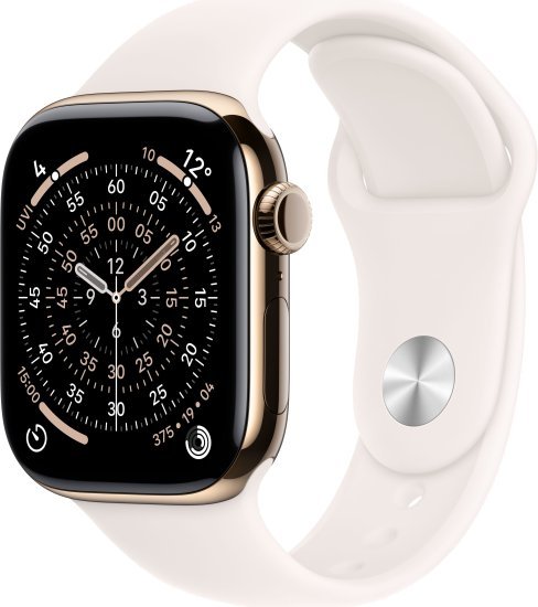 שעון חכם Apple Watch 42mm Series 11 GPS + Cellular צבע שעון Gold Titanium צבע רצועה Light Blush Sport Band גודל רצועה M / L