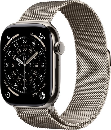שעון חכם Apple Watch 46mm Series 11 GPS + Cellular צבע שעון Natural Titanium צבע רצועה Natural Milanese Loop גודל רצועה M / L