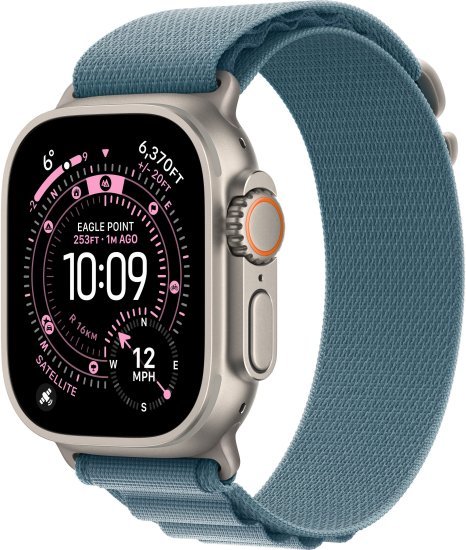 שעון חכם Apple Watch 49mm Ultra 3 GPS + Cellular צבע שעון Natural Titanium צבע רצועה Light Blue Alpine Loop גודל רצועה Small