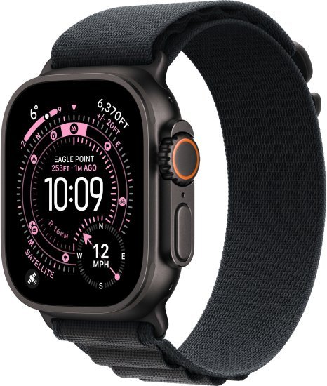 שעון חכם Apple Watch 49mm Ultra 3 GPS + Cellular צבע שעון Black Titanium צבע רצועה Black Alpine Loop גודל רצועה Large