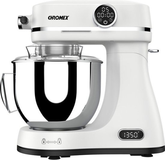 מיקסר יוקרתי 7 ליטר 1200W כולל מטחנת בשר ומשקל מובנה Chromex Chef Farinelle SM-3004-W - צבע לבן