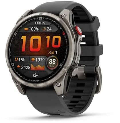 שעון חכם Garmin Fenix 8 Pro AMOLED Sapphire 47mm - צבע טיטניום עם רצועת סיליקון בצבע גרפיט / שחור - כולל תמיכה מלאה בעברית - אחריות יבואן רשמי על ידי רונלייט