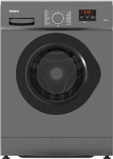 מכונת כביסה פתח חזית 8 ק''ג 1200 סל''ד Galanz GL8-WMQ8DS - צבע כסוף כהה