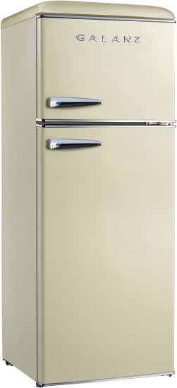 מקרר רטרו 2 דלתות מקפיא עליון 215 ליטר Galanz RDF-260-G-RT-BJ De-Frost - צבע בז'