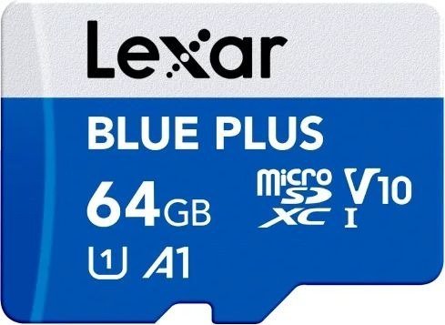 כרטיס זיכרון Lexar Blue Plus MicroSDXC UHS-I עם מתאם SD - נפח 64GB