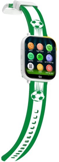 שעון חכם לילדים 4G עם סים מובנה Kidiwatch Champion - כדורגל - צבע ירוק ולבן