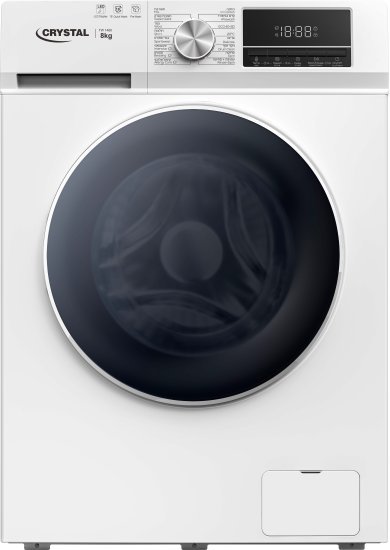 מכונת כביסה פתח חזית 8 ק''ג 1400 סל''ד Crystal TWM8400 - צבע לבן
