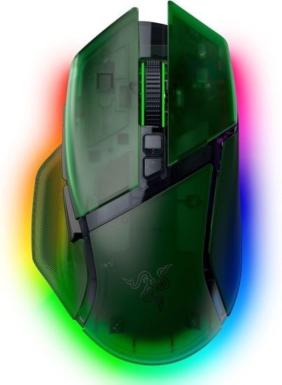 עכבר גיימינג ארגונומי אלחוטי Razer Basilisk V3 Pro 35K - מהדורת Phantom Green