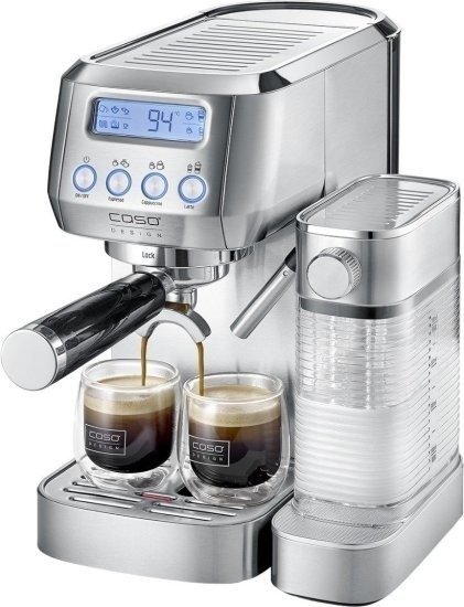 מכונת קפה חצי אוטמטית עם מקציף חיצוני Caso Espresso Gourmet Latte 1350W - צבע כסוף
