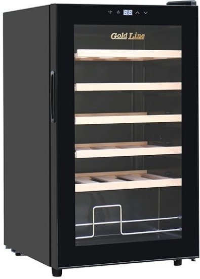 מקרר יין מדפי עץ עד 24 בקבוקים Gold Line BC-24 - צבע שחור