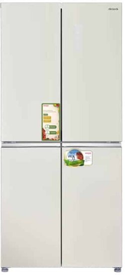 מקרר אינוורטר 4 דלתות מקפיא תחתון 470 ליטר Aiwa No-Frost AI-NF-6500 - זכוכית שמנת