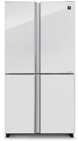 מקרר 4 דלתות מקפיא תחתון מדחס J-Tech אינוורטר 572 ליטר Sharp SJ-8960-WH - זכוכית לבנה